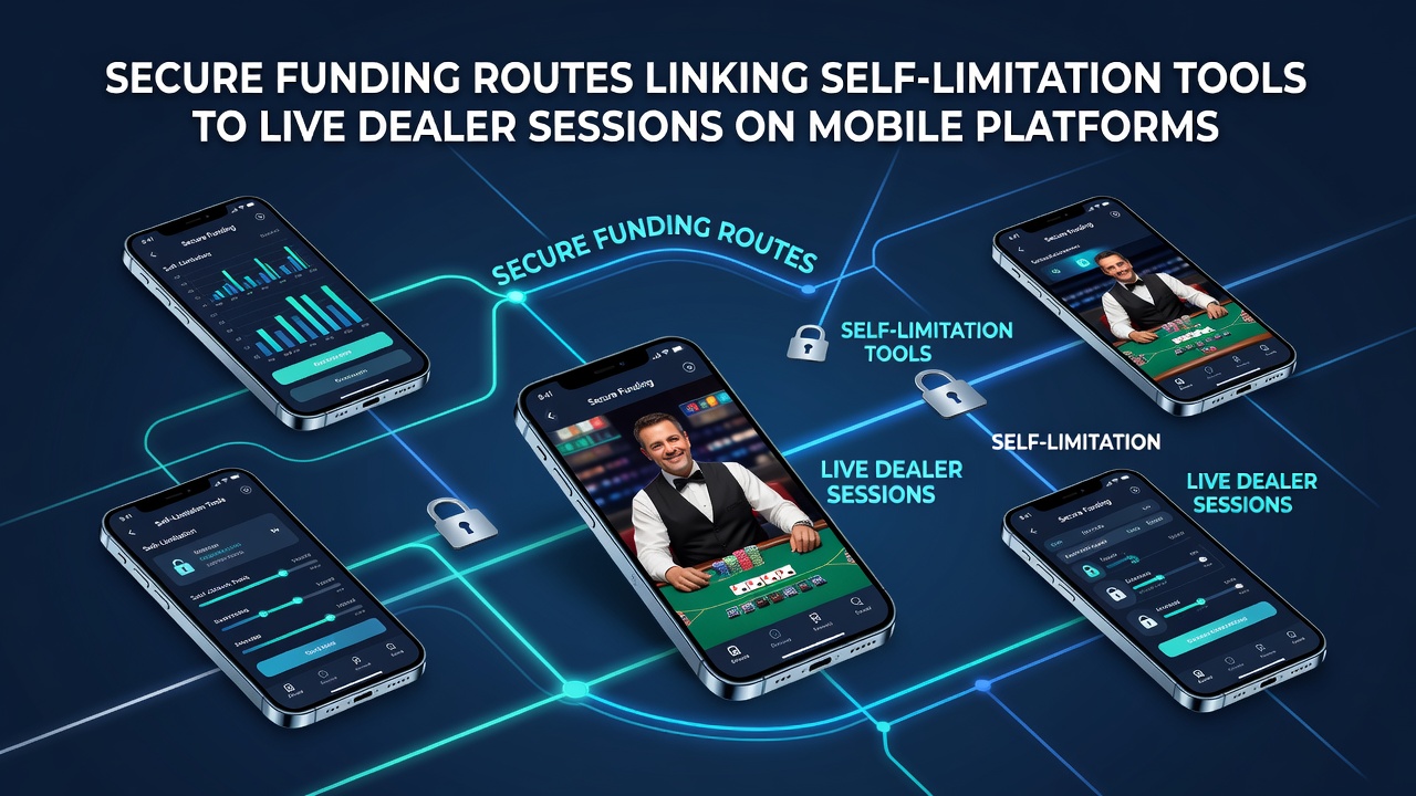 Darstellung der Verknüpfung von Selbstlimitierung und sicheren Transaktionen in mobilen Live-Dealer-Sitzungen